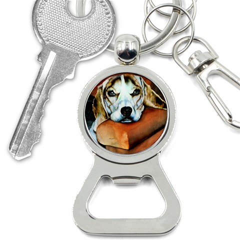 Lazy Lucy Beagle Bottle Opener Key Chain from ArtsNow.com Front