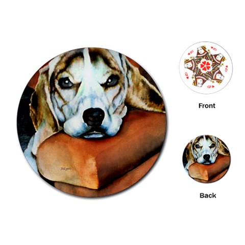 Lazy Lucy Beagle Playing Cards (Round) from ArtsNow.com Front