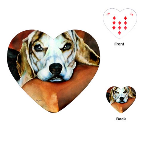 Lazy Lucy Beagle Playing Cards (Heart) from ArtsNow.com Front
