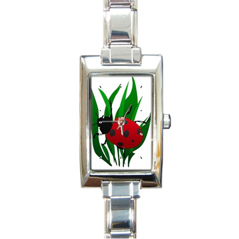Ladybug Rectangular Italian Charm Watch from ArtsNow.com Front