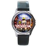 Roblox Unisex Round Metal Watch with Genuine Leather Band Round Metal Watch Clone