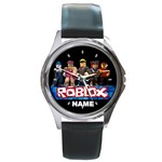 Roblox Unisex Round Metal Watch with Genuine Leather Band Round Metal Watch Clone