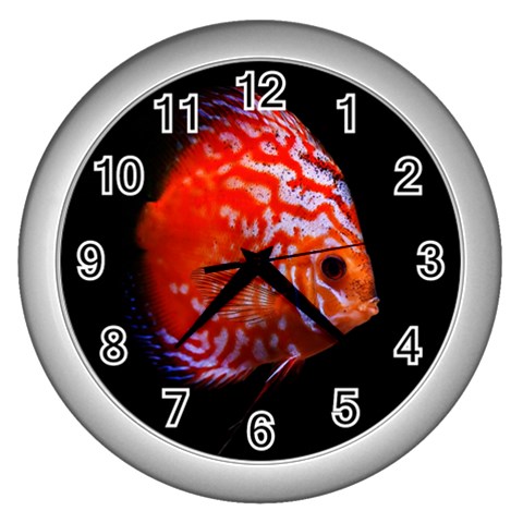 Tropical Discus Fish Wall Clock (Silver) from ArtsNow.com Front