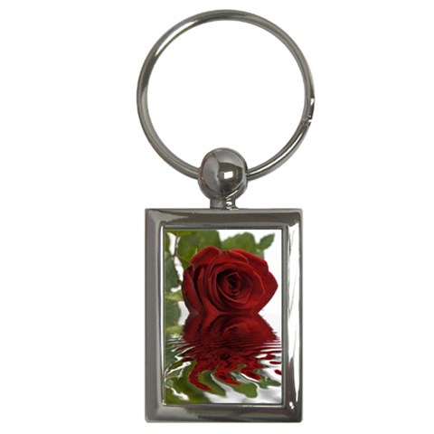 Red Rose Reflections Flower Key Chain (Rectangle) from ArtsNow.com Front