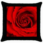 Red Rose Flower Throw Pillow Case (Black)