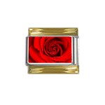 Red Rose Flower Gold Trim Italian Charm (9mm)
