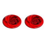 Red Rose Flower Cufflinks (Oval)