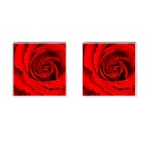 Red Rose Flower Cufflinks (Square)