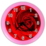 Red Rose Flower Color Wall Clock