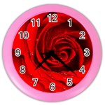 Red Rose Flower Color Wall Clock