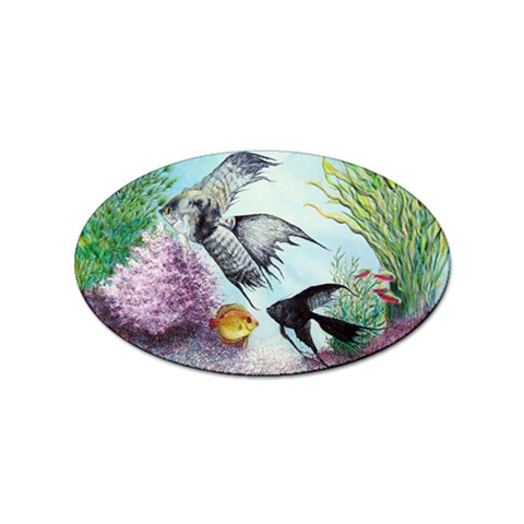 Angel Fish and Neon Aquarium Sticker Oval (100 pack) from ArtsNow.com Front
