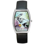 Angel Fish and Neon Aquarium Barrel Style Metal Watch