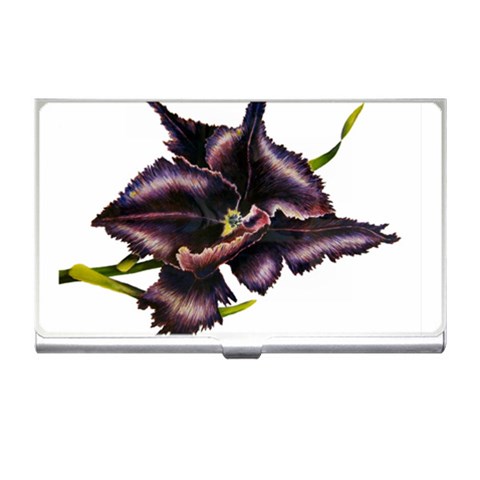 Purple Parrot Tulip  Business Card Holder from ArtsNow.com Front