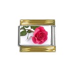 Magical Pink Rose Flower M1 Gold Trim Italian Charm (9mm)