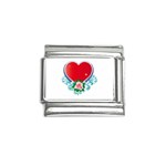 Heart and Rose Flower Italian Charm (9mm)