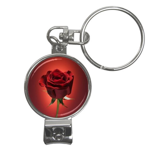 Beautiful Red Rose Flower Nail Clippers Key Chain from ArtsNow.com Front