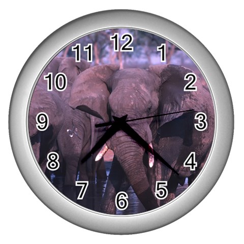 Elephant Animal M10 Wall Clock (Silver) from ArtsNow.com Front