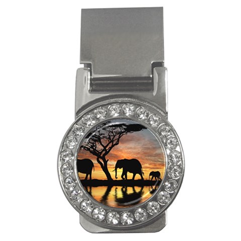 Elephant Animal M8 Money Clip (CZ) from ArtsNow.com Front