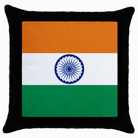 Indian Flag Throw Pillow Case (Black) from ArtsNow.com Front
