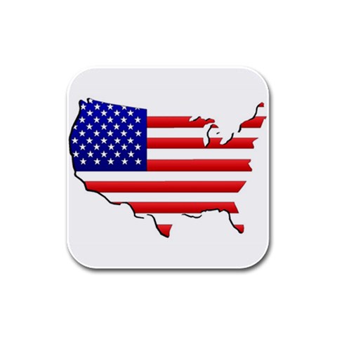 American Map Flag Rubber Square Coaster (4 pack) from ArtsNow.com Front