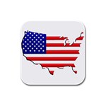 American Map Flag Rubber Square Coaster (4 pack)