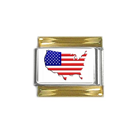 American Map Flag Gold Trim Italian Charm (9mm) from ArtsNow.com Front