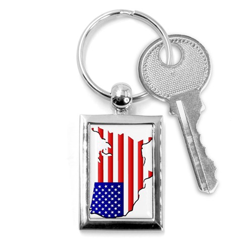 American Map Flag Key Chain (Rectangle) from ArtsNow.com Front