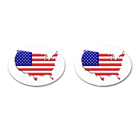 American Map Flag Cufflinks (Oval) from ArtsNow.com Front(Pair)