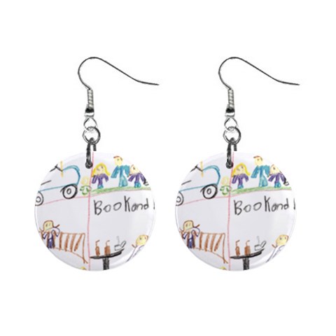 Grace s Drawing 1  Button Earrings from ArtsNow.com Front