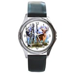 Deer Hunter Round Metal Watch