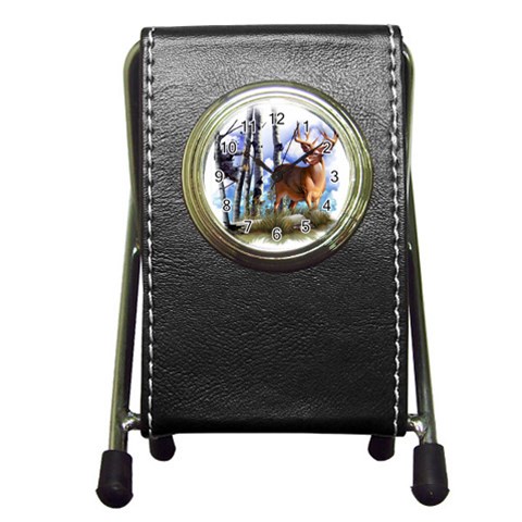 Deer Hunter Pen Holder Desk Clock from ArtsNow.com Front