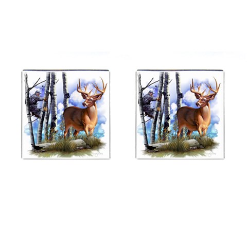 Deer Hunter Cufflinks (Square) from ArtsNow.com Front(Pair)