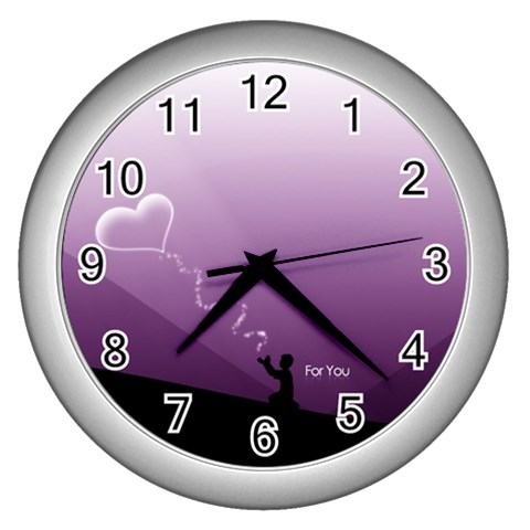 cinta6 Wall Clock (Silver) from ArtsNow.com Front