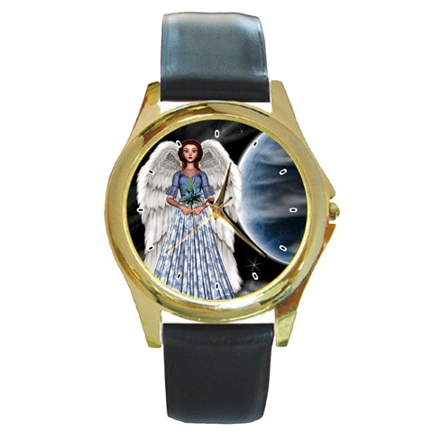 Lillia Round Gold Metal Watch from ArtsNow.com Front