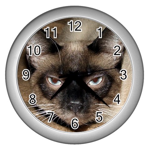 Siamese 1 Wall Clock (Silver) from ArtsNow.com Front