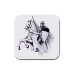 templar on rearing horse Rubber Square Coaster (4 pack)