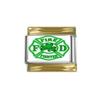 IRISH FIREFIGHTER-trans Gold Trim Italian Charm (9mm)