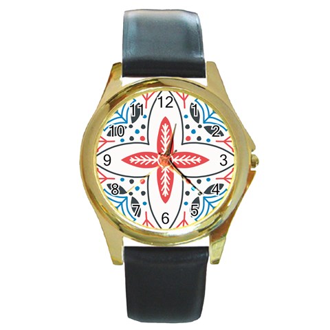Motif Round Gold Metal Watch from ArtsNow.com Front