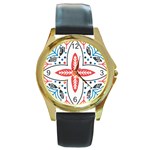 Motif Round Gold Metal Watch