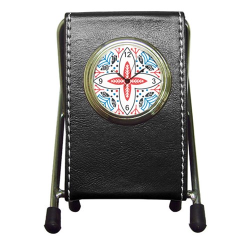 Motif Pen Holder Desk Clock from ArtsNow.com Front