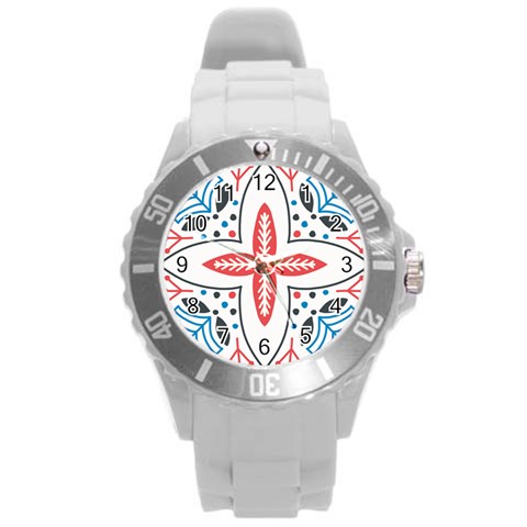 Motif Round Plastic Sport Watch (L) from ArtsNow.com Front