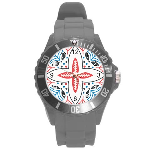 Motif Round Plastic Sport Watch (L) from ArtsNow.com Front