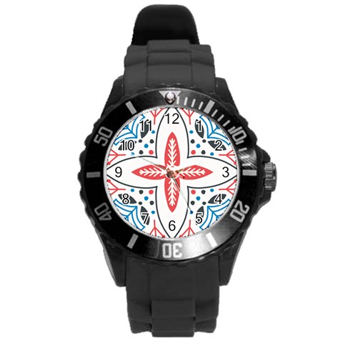 Motif Round Plastic Sport Watch (L) from ArtsNow.com Front