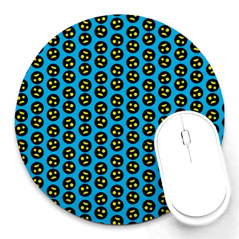 0059 Comic Head Bothered Smiley Pattern Round Mousepads from ArtsNow.com Front