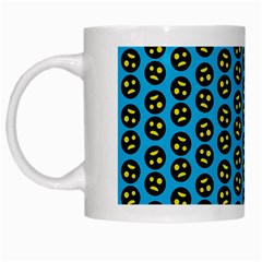 0059 Comic Head Bothered Smiley Pattern White Mugs from ArtsNow.com Left