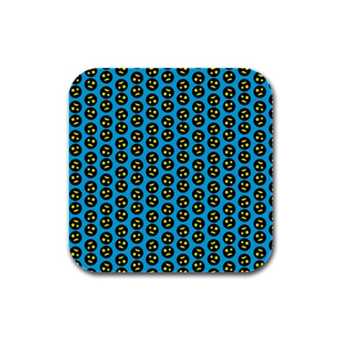 0059 Comic Head Bothered Smiley Pattern Rubber Square Coaster (4 pack)  from ArtsNow.com Front