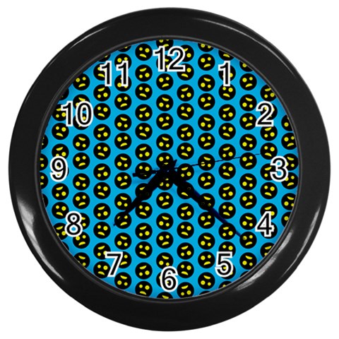 0059 Comic Head Bothered Smiley Pattern Wall Clock (Black) from ArtsNow.com Front
