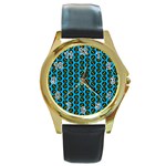 0059 Comic Head Bothered Smiley Pattern Round Gold Metal Watch