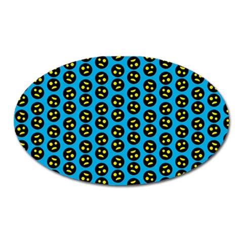 0059 Comic Head Bothered Smiley Pattern Oval Magnet from ArtsNow.com Front