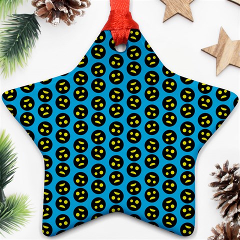 0059 Comic Head Bothered Smiley Pattern Star Ornament (Two Sides) from ArtsNow.com Front